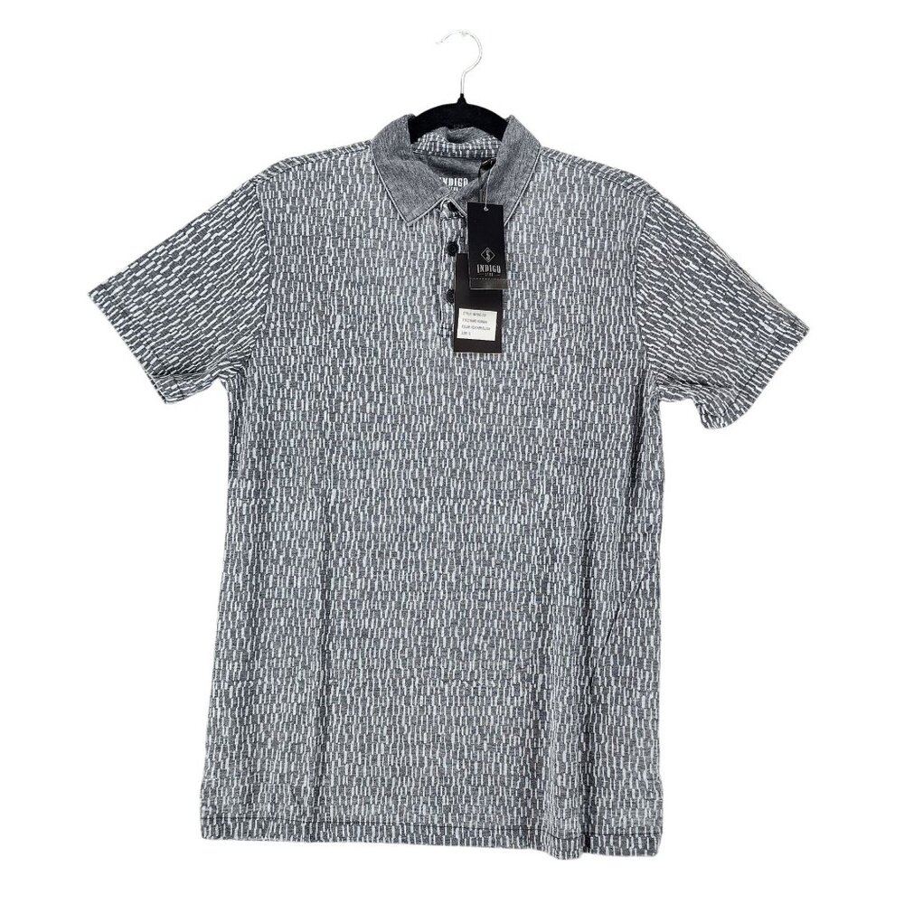 Indigo Star Shirt Mens Small Gray Short Sleeve 1/4 Button Polo *NWT*